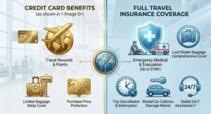 Do Credit Cards Offer Travel Insurance? This in-depth guide explains how credit card travel insurance works, what coverage is included, and where it falls short. Learn about trip cancellation, baggage protection, rental car coverage, and hidden limitations so you can decide whether your credit card protection is enough or if you need additional travel insurance for complete peace of mind.