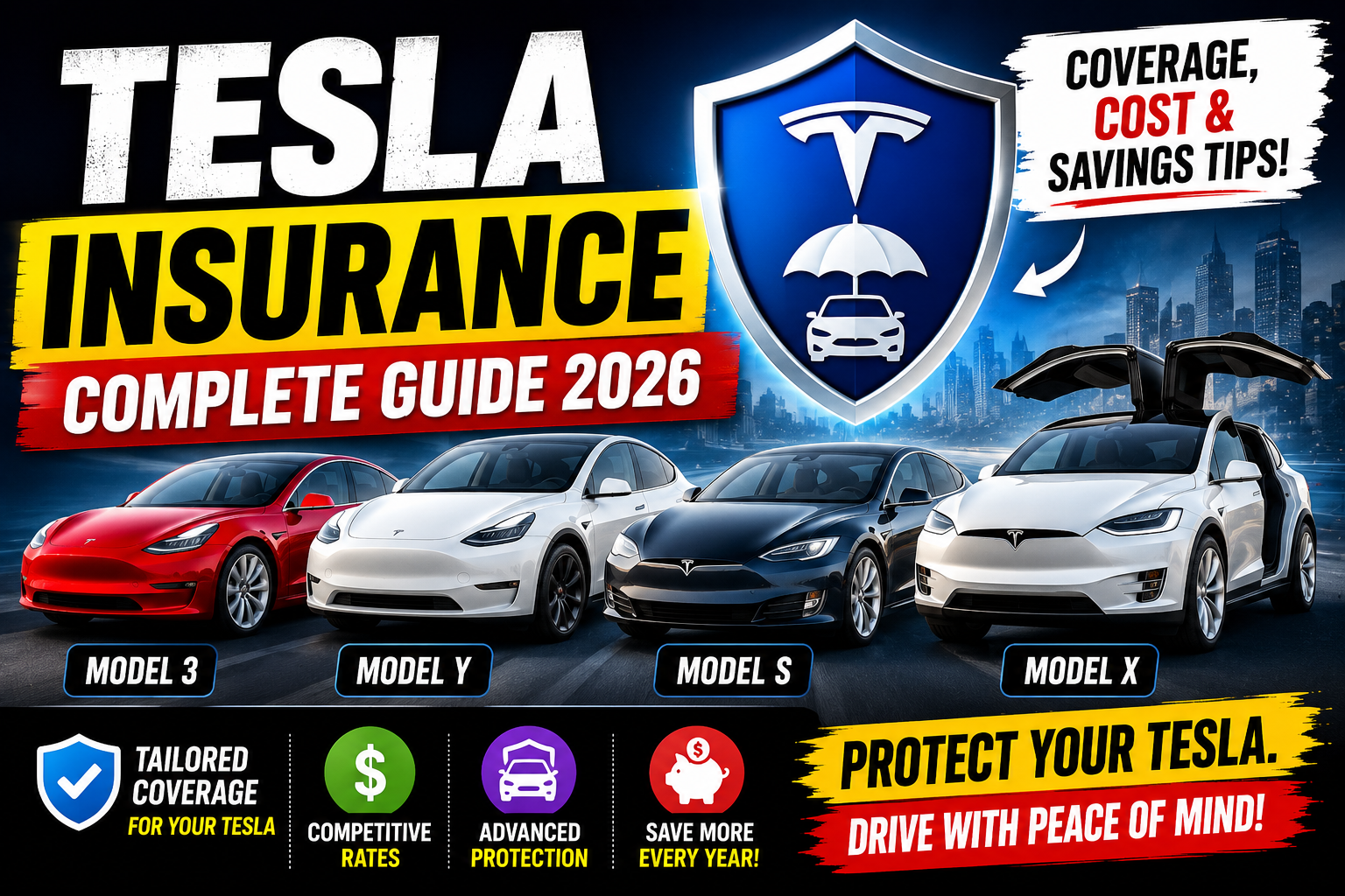 Tesla Insurance for Model 3, Model Y, Model S & Model X | Cost & Coverage Guide